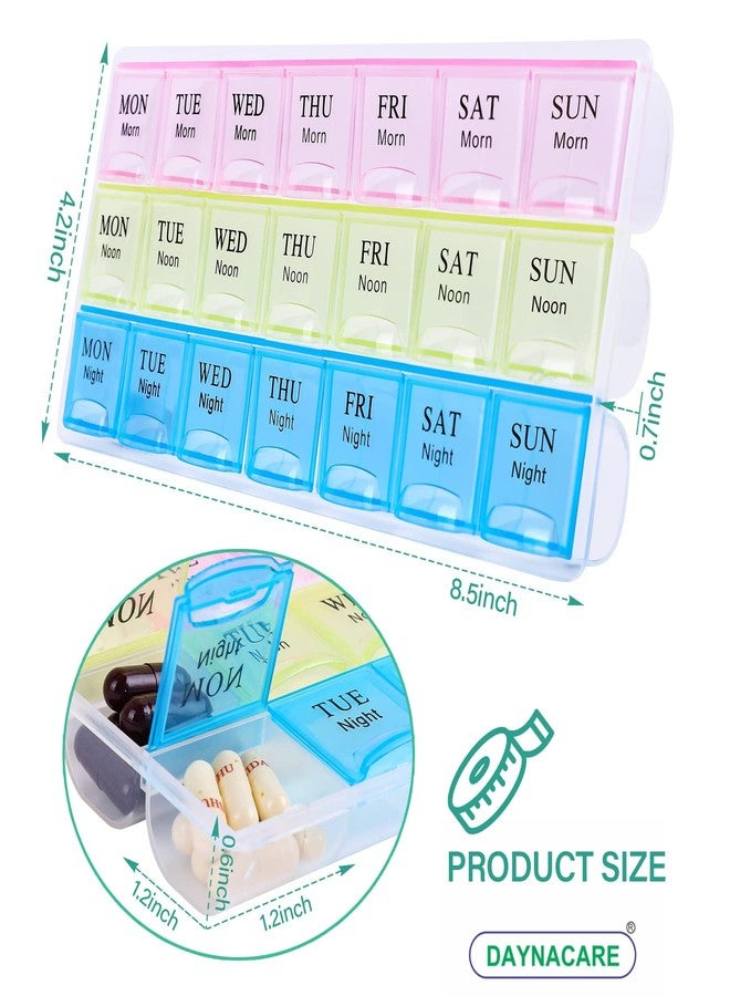 DAYNACARE Weekly Pill Organizer - 21-Day Pill Planner, 7 Days X 3 Times a Day Medication Reminder Box for Pills, Vitamins & Medication | Travel-Friendly Plastic Pill Box - Image 4